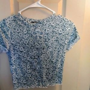 Forever 21 Green and white floral crop top